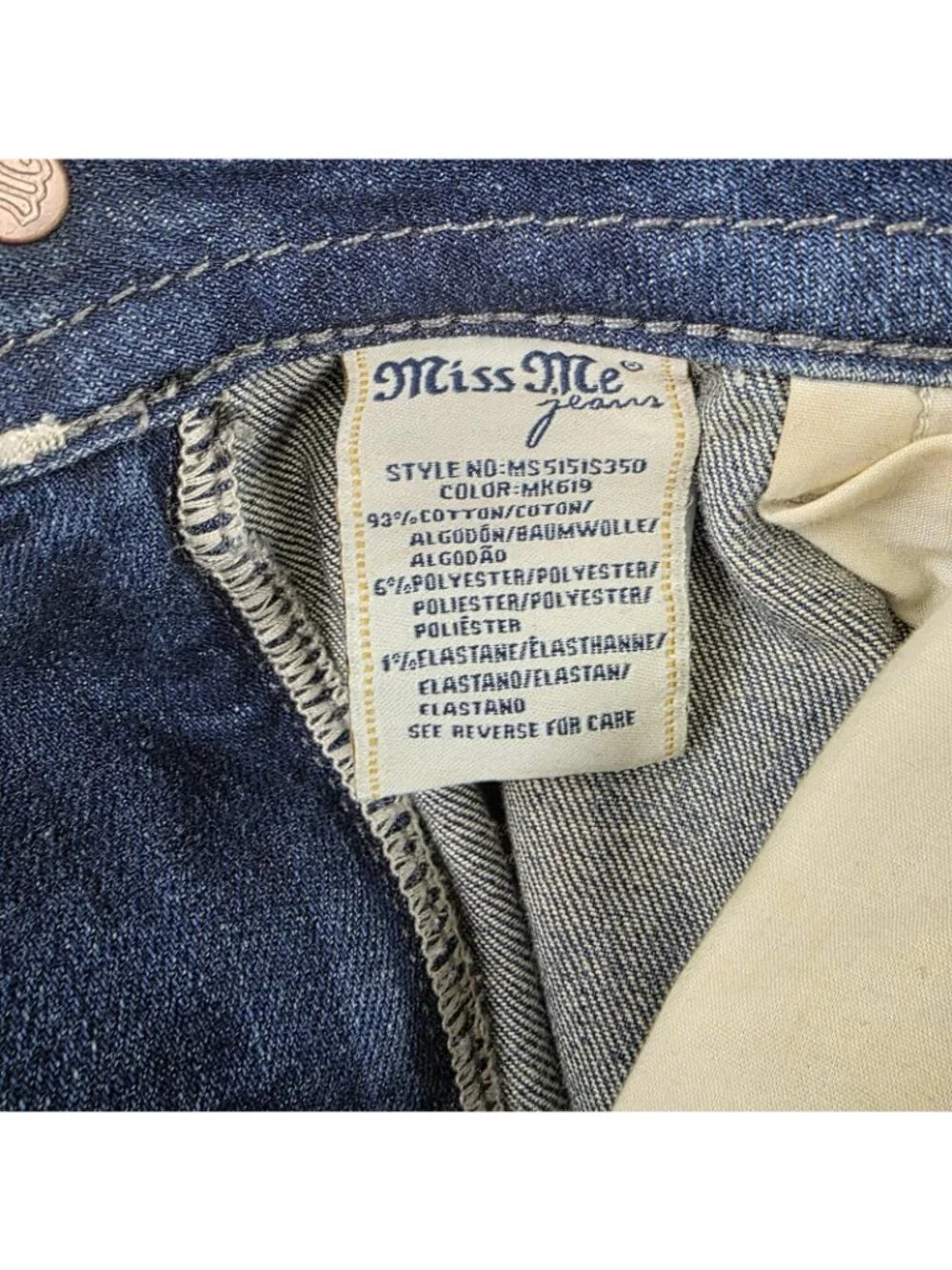 Miss Me Skinny Jeans Womens 31 Blue Medium Wash Distressed Mid Rise 31x30